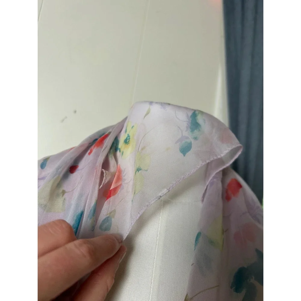 Vintage Floral Sheer Square Neck Scarf Fairy Festival Pastel Botanical Summer‎